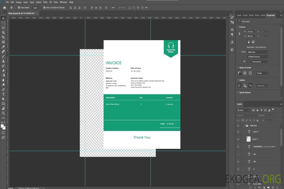 Modèle de facture de production musicale template